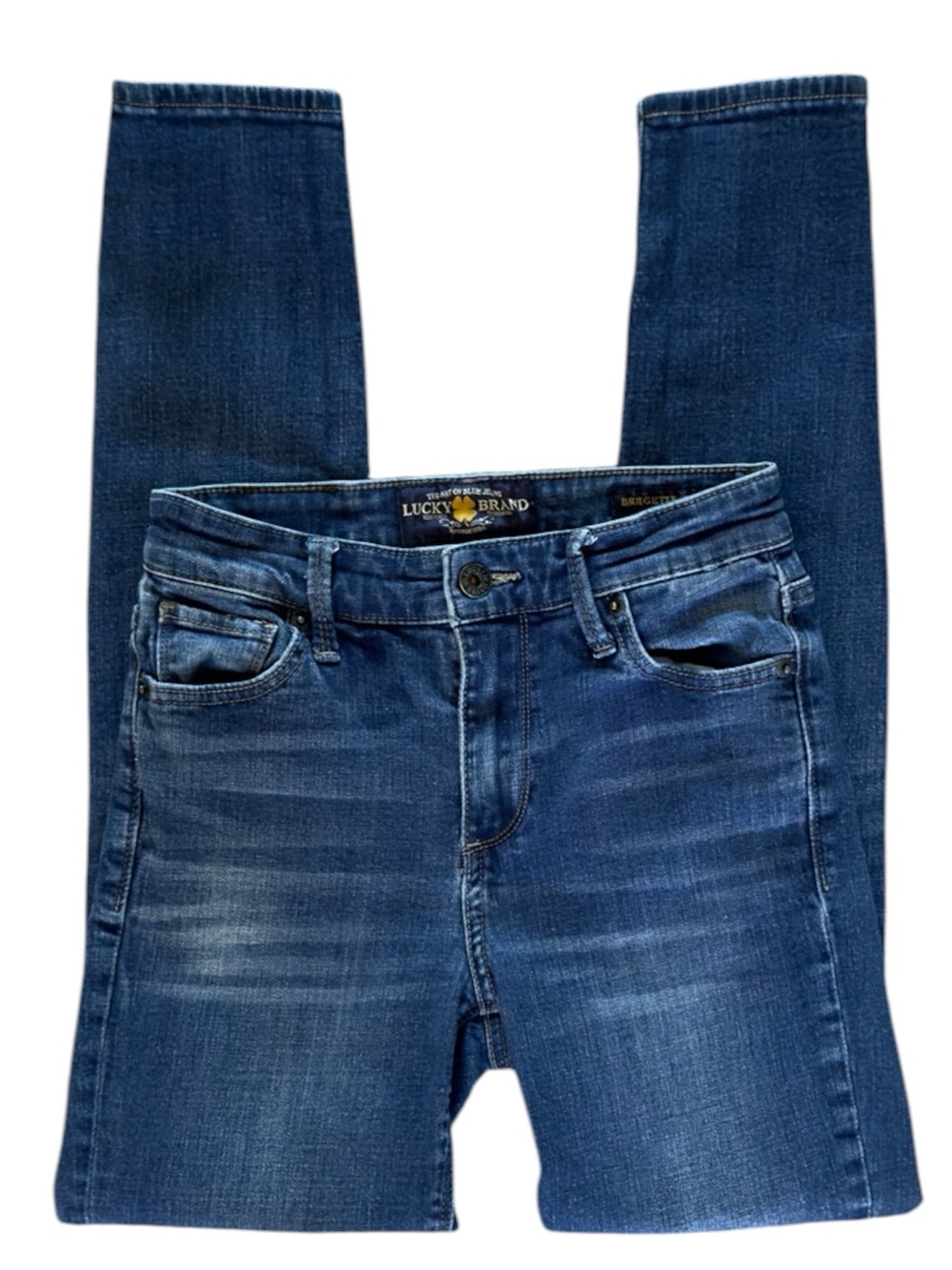 Lucky Brand Bridgette Mid Rise Skinny Jeans Dark Wash Whiskered Size 24 00 24x27